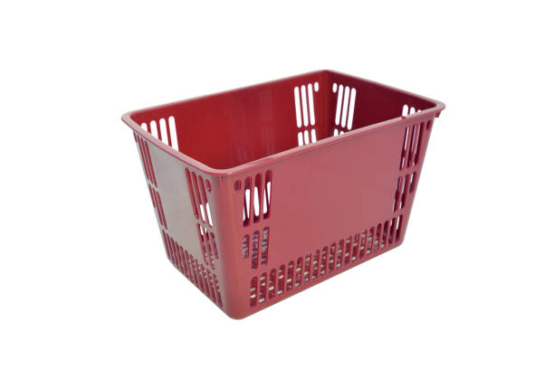 A studio shot of an empty shopping basket