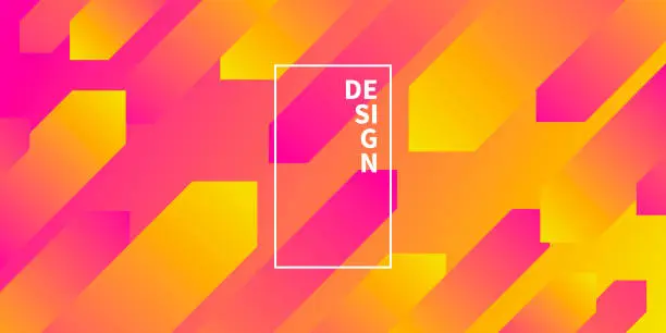 Vector illustration of Abstract design with geometric shapes - Trendy Orange Gradient