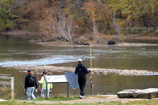 The photo was taken Ocober 30th. 2022 at Dam 5, Potomac river, USA. The dam is included in Chesapeake and Ohio Canal National Historical Park.