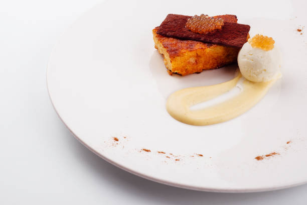 istock molecular cuisine. Ice cream, applesauce caviar and casserole 1439446327