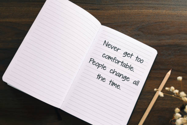 istock Note pad with inspirational text - Never get too comfortable. People Change all the time. 1439446374