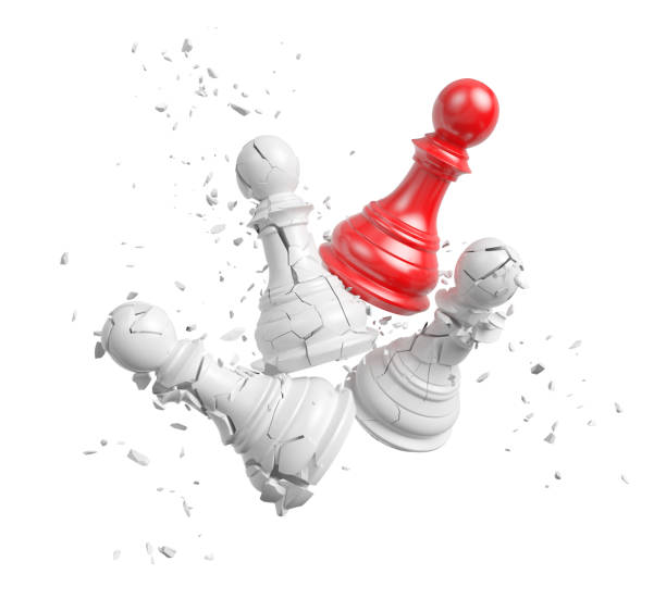 istock chess pieces isolate on white background, chess competition Concept of Strategy business ideas, chess battle, business strategy concept.3d rendering. 1439446399