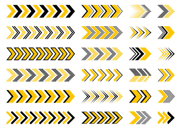 Arrows Set of arrows. Vector design elements, different shapes. road chevron warning signs stock illustrations