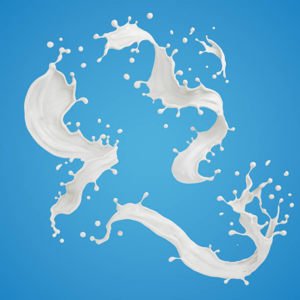 istock Set of Milk splash and pouring, yogurt or cream include Clipping path, 3d illustration. 1439446599