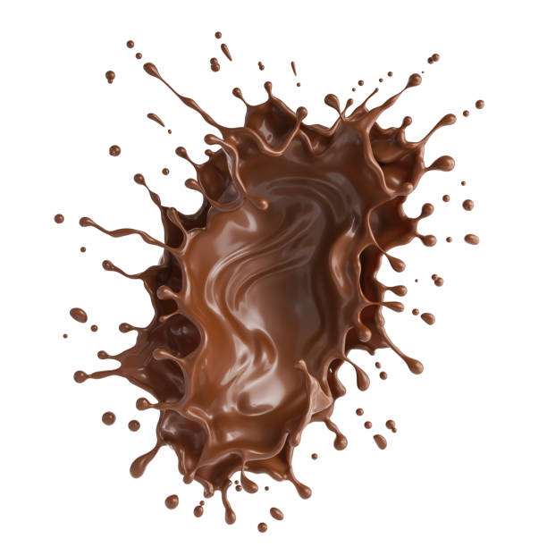 istock Delicious brown chocolate flowing down, Melted chocolate Splash 3d illustration. 1439447176