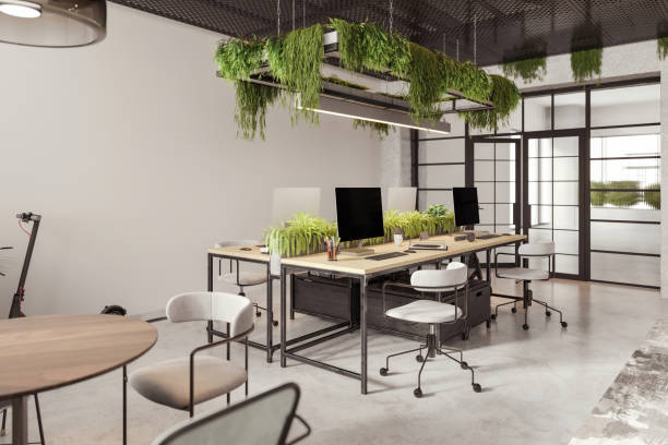 istock Eco-friendly coworking office interior 1439448463