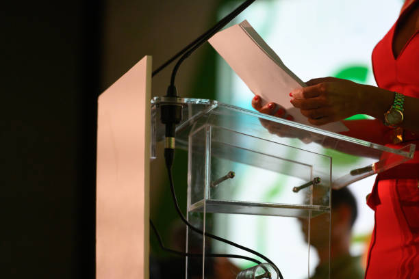 istock Public speaking at a political convention 1439451158