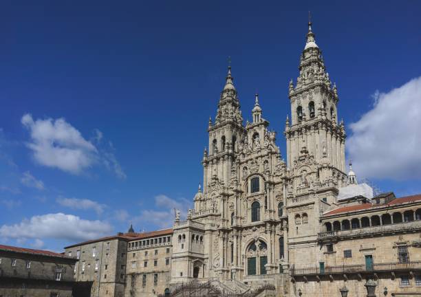 istock Santiago de Compostela under a blue sky in Spain 1439454246