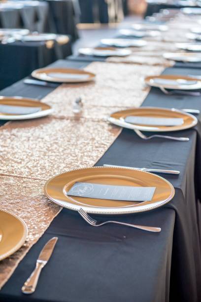 istock Vertical closeup shot of a wedding table with an elegant setting 1439458290