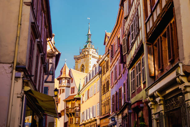 Alsace. Old ancient French city Colmar. Summer trip to France. European country stock photo