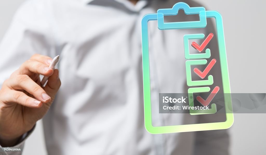 Check Visually Image A Touching Check List On Visual Screen Stock Photo - Download Image Now ...