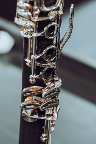 istock brass instrument detail：Horn finger button 1439461535