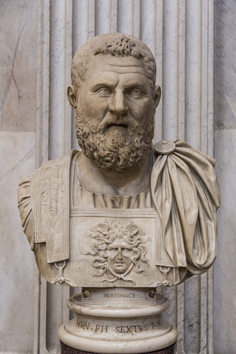 The philosopher Plato at the Academy of Athens in Greece. The statue was made by Leonidas Drosis (died 1882).