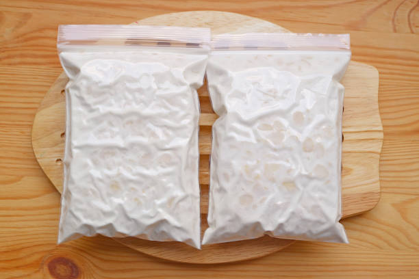 istock Tempeh Ready after Soybeans Fermented in Perforated Bags Covered with Thick and Dense White Mycelium 1439463162