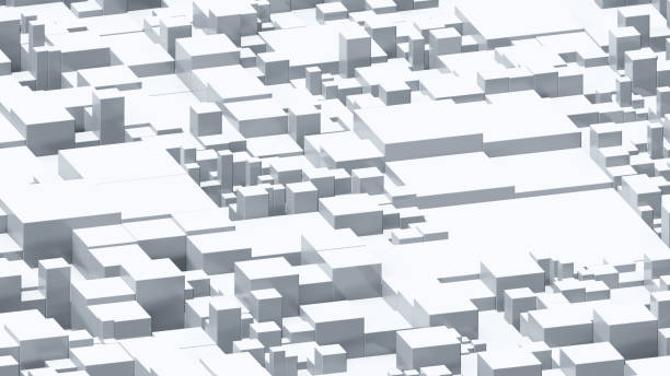 istock Background of white cubes moving at different levels. 3D rendering illustration. 1439468444