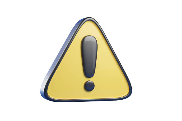 istock Yellow triangle warning sign with exclamation mark isolated on white background. 3d illustration. 1439468531