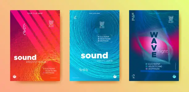 Vector illustration of Electronic music posters set.