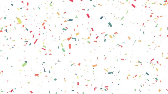 Colorful Confetti Particles Falling Over White Background, Confetti Falling Celebration Animation,party Bg, Gold Realistic Confetti Explosions, Birthday Party Confetti Falling