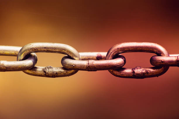 istock Chain links on red and yellow 1439476444