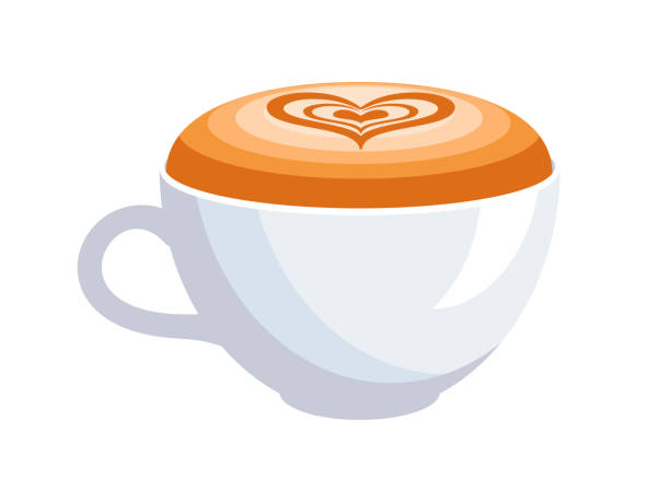 tasse cappuccino mit flauschigem milchschaum-symbolvektor - cafe breakfast scented coffee break stock-grafiken, -clipart, -cartoons und -symbole