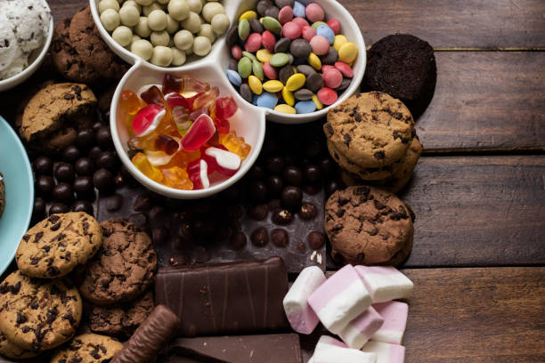 istock Colorful candies and sweets background 1439482095