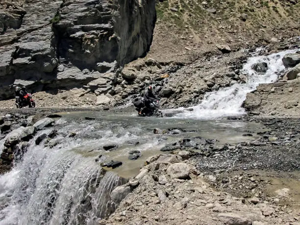 Photo of Adventurous two wheeler, motorcycle driving on Manali to Leh route in India