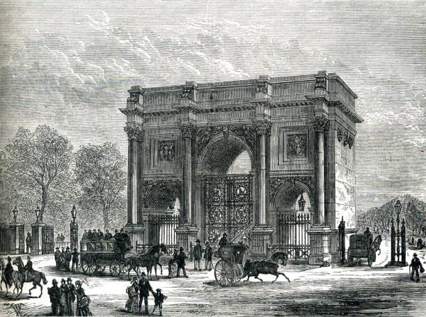 Marble Arch a 19th-century white marble-faced triumphal arch in London, England. Designed by John Nash in 1827 to be the entrance of Buckingham Palace. In 1851 it was relocated to its current site.