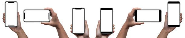 istock Smartphone similar to iphone 14 pro max with blank white screen for Infographic Global Business Marketing Plan, mockup model similar to iPhone isolated Background of digital investment economy - Clipping Path 1439495582