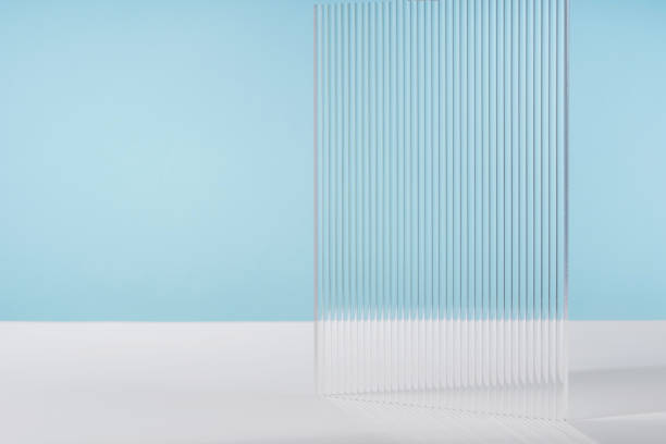 Background for cosmetic product packaging on blue backdrop. Showcase for jewellery presentation, monochrome platform for perfume advertising, cosmetics stand minimal background, branding scene mockup