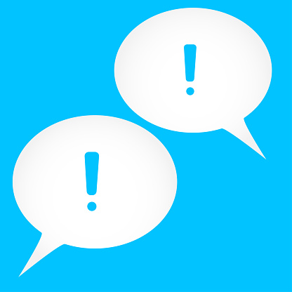 Talk icon with blue background. Speak and comment symbol. Vector Illustration.