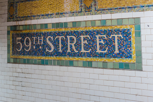 A subway tile mosaic at 59th Street on the 4,5,6 line, Manhattan