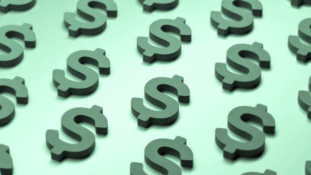 istock Dollar symbol green concept. Dollar signs minimalistic. 3D render. 1439500182