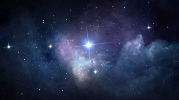 The Guiding Star Abstract illustration of the bright cross-shaped star shining in the night sky north star stock pictures, royalty-free photos & images