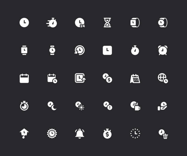 uhrzeit und kalender-icons - design element circle computer graphic coffee stock-grafiken, -clipart, -cartoons und -symbole