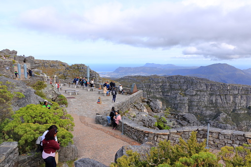 September 23 2022 - Cape Town in South Africa: People enjoy the Table Mountain and Cape town city view in South Africa