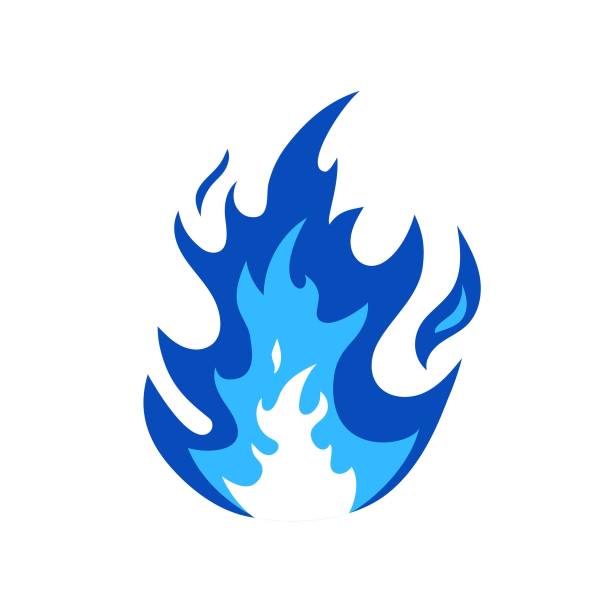 ilustraciones, imágenes clip art, dibujos animados e iconos de stock de icono de gas. llama azul. fuego sobre fondo blanco. ilustración vectorial - blue flame natural gas fireplace