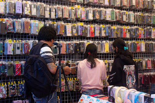 Barong Tongkok, West Kutai, Indonesia - 05 november 2022 - people shopping at a mobile phone shop