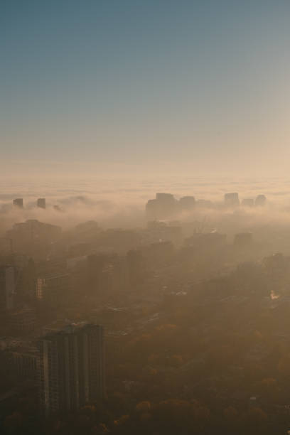 Cloud coverd the city stock photo