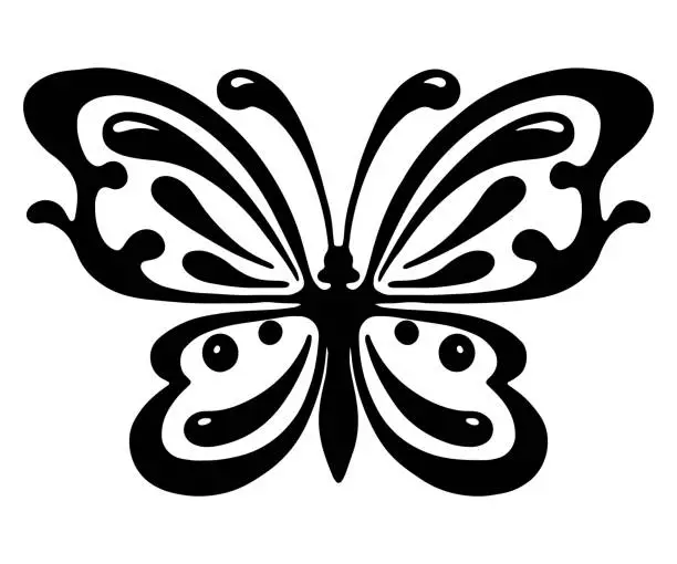 Vector illustration of Celtic butterfly pattern. Oriental tattoo for the lower back. Girl's transferable temporary tattoo