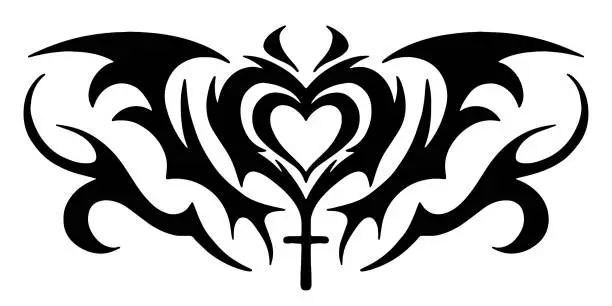 Vector illustration of Celtic Heart pattern. Oriental tattoo for the lower back. Girl's transferable temporary tattoo