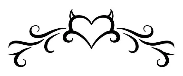 Vector illustration of Celtic Heart pattern. Oriental tattoo for the lower back. Girl's transferable temporary tattoo