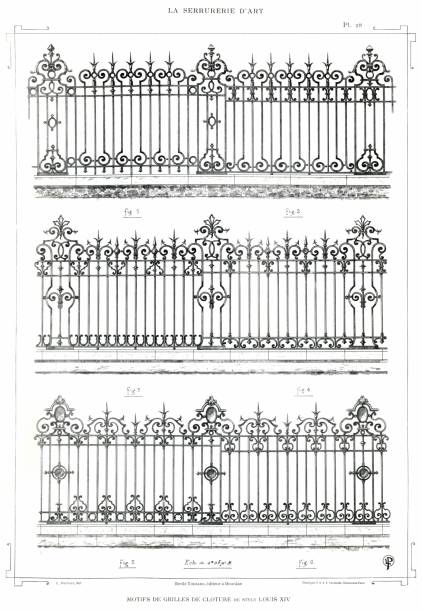 Artistic and brilliant compositions for ironwork like Grills, Glazed Doors, Balconies, 
Awnings, Winter Gardens, Bow-Windows, Bandstands, Panels etc. on Renaissance, Louis XIV, Louis XV and Louis XVI styles, from 16th to 18th century.