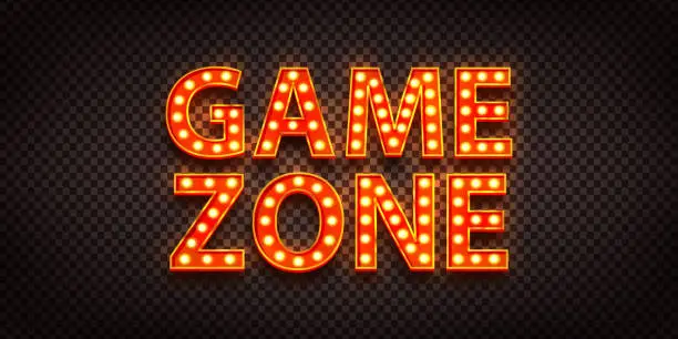 Vector illustration of Vector realistic isolated neon marquee text of Game Zone on the transparent background.