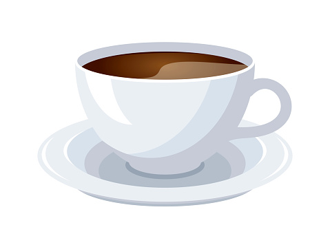 Black coffee drink icon vector isolated on a white background. Cup of espresso drawing