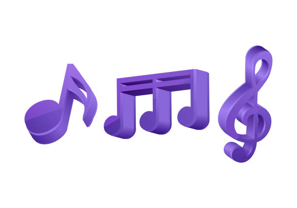 istock Set of voluminous musical notes of violet color, vector format 1439529483