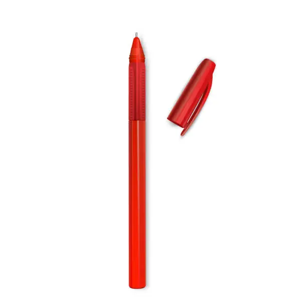 Vector illustration of Pen isolated on the white background Realistic red pen in vector format