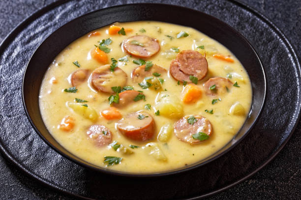 istock German potato soup with sausages in bowl 1439531196