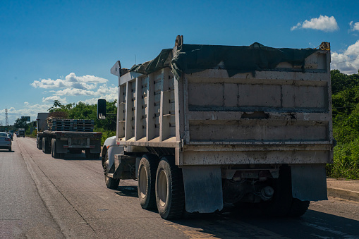 Quintana Roo, Mexico - Dump truck on Highway 307