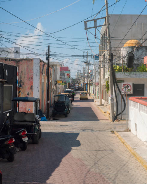 Streets of Isla Mujeres, Mexico stock photo