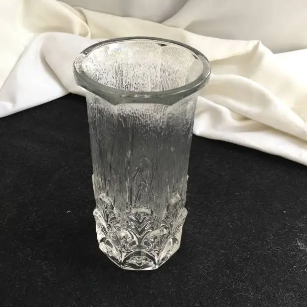 Vintage clear glass hand made vase